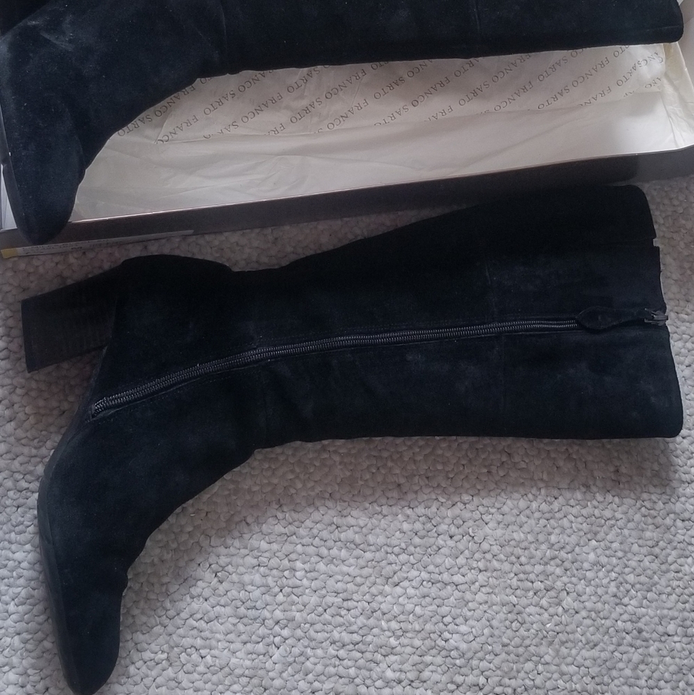 Franco Sarto Black Suede 7.5 knee high boots